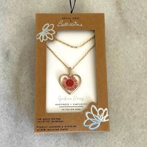 BELLA UNO x Bellissima necklace pink Gerbera Daisy heart fashion jewelry New